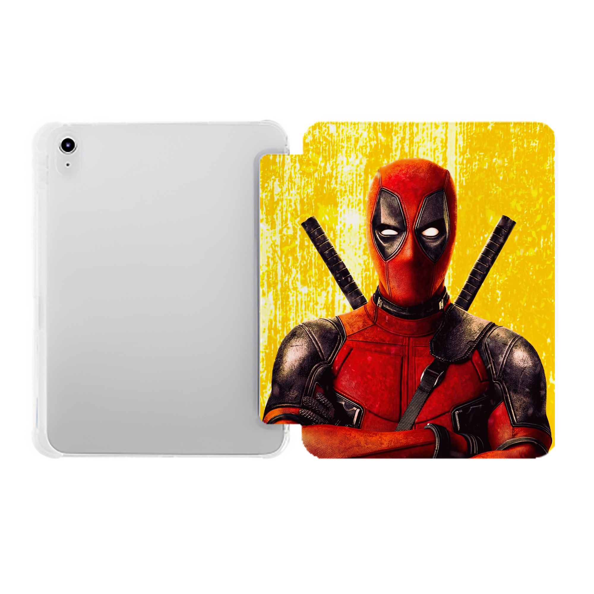 （画像用） Deadpool デッドプール IPad ケース ペン収納付き 三つ折りスタンド PUレザー×シリコン 対応機種9.5/10.5/10.9インチ